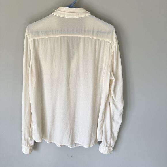 CP Shades x Gorsuch Catrin Washed Velvet Shirt Silk Ivory L Button Front NEW - Picture 4 of 6